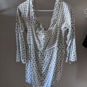 Torrid white dark gray off the shoulder blouse
